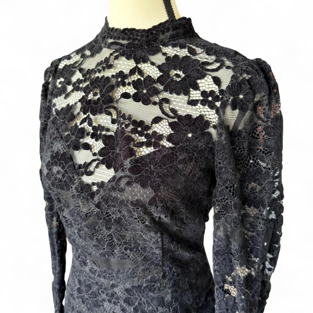 Anthropologie Saylor "Kacey" from Rent the Runway Lace Velvet Mini Dress, M - Picture 2 of 8